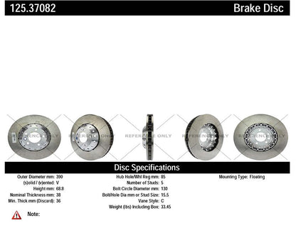 Stoptech Centric Premium High Carbon Brake Rotor 125.37082