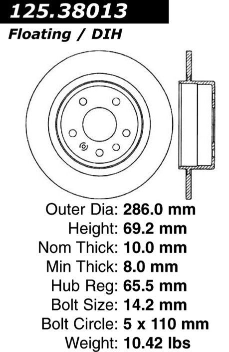 Stoptech Centric Premium High Carbon Brake Rotor 125.38013