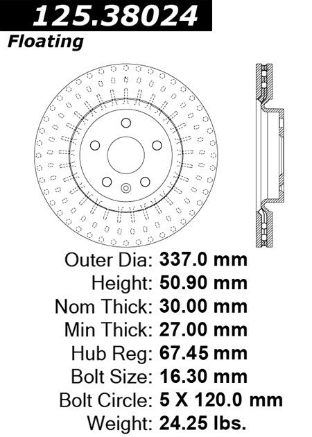 Stoptech Centric Premium High Carbon Brake Rotor 125.38024