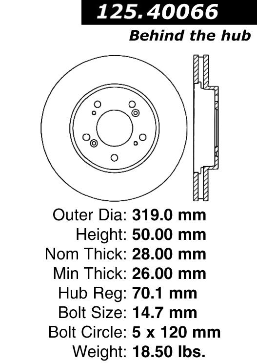 Centric Parts Disc Brake Rotor Premium High Carbon Alloy for 2005-2012 Acura RL 125.40066
