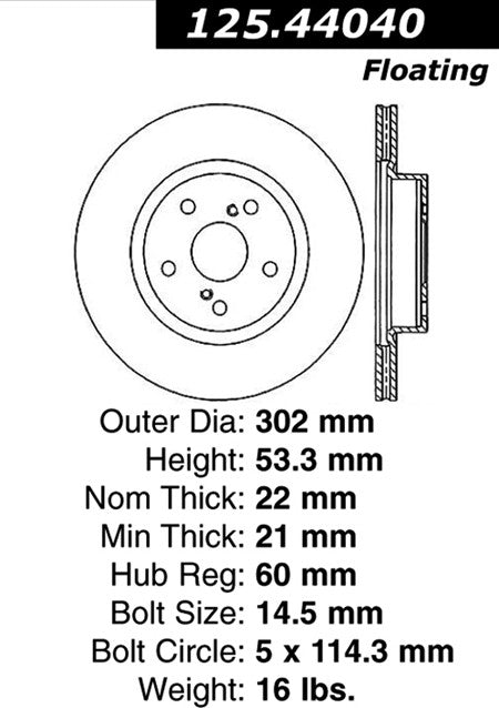 Centric Parts Disc Brake Rotor Premium High Carbon Alloy for 1986-1992 Toyota Supra 125.44040