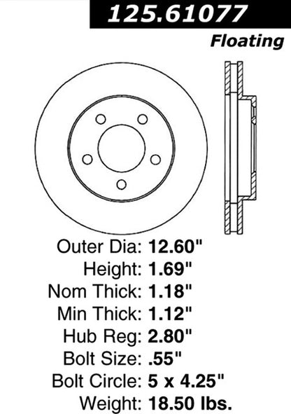 Centric Parts Disc Brake Rotor Premium High Carbon Alloy for 2003-2005 Jaguar S-Type Vanden Plas XJ8 125.61077
