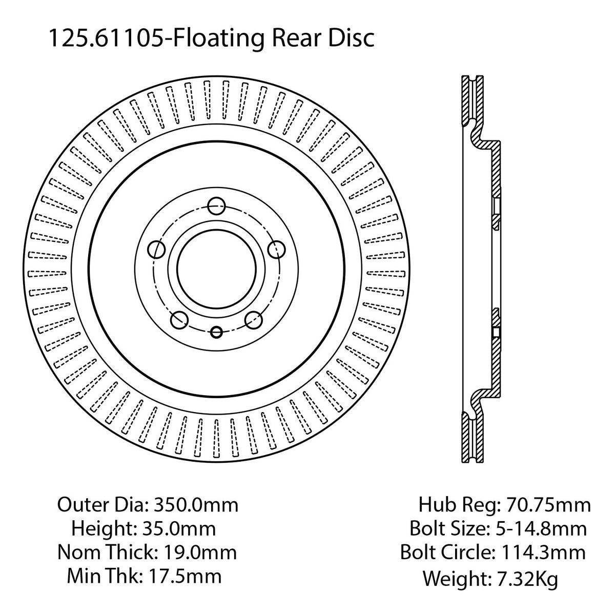 Stoptech Centric Premium Ford High Carbon Brake Rotor 125.61105