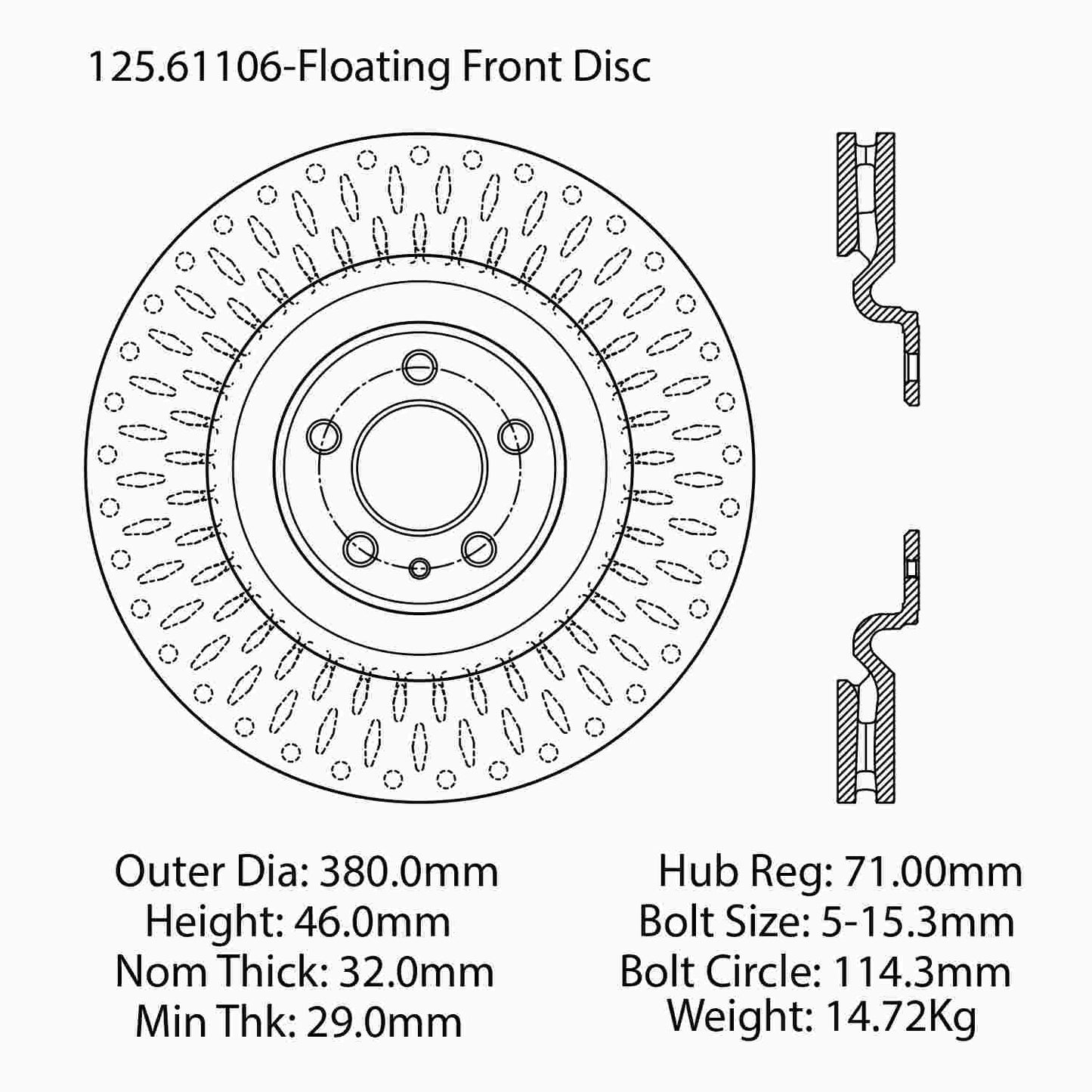 Stoptech Centric Premium High Carbon 13-14 Ford Mustang/Shelby GT500 Front Disc Brake Rotor 125.61106