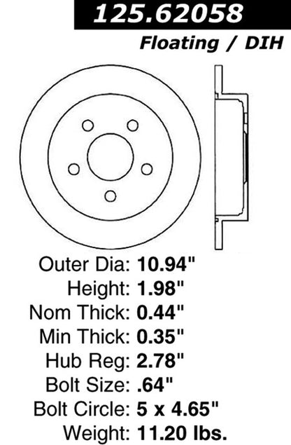 Centric Parts Disc Brake Rotor High Carbon Alloy with Advanced Metallurgy for 2000-2005 Buick Century Regal Chevy Impala Monte Carlo Oldsmobile Alero Intrigue Pontiac Grand Am Grand Prix 125.62058