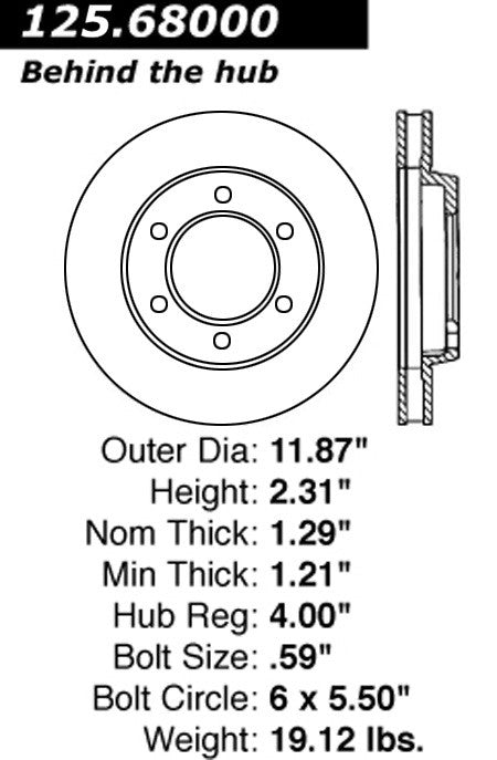 Stoptech Centric Premium High Carbon Brake Rotor 125.68000