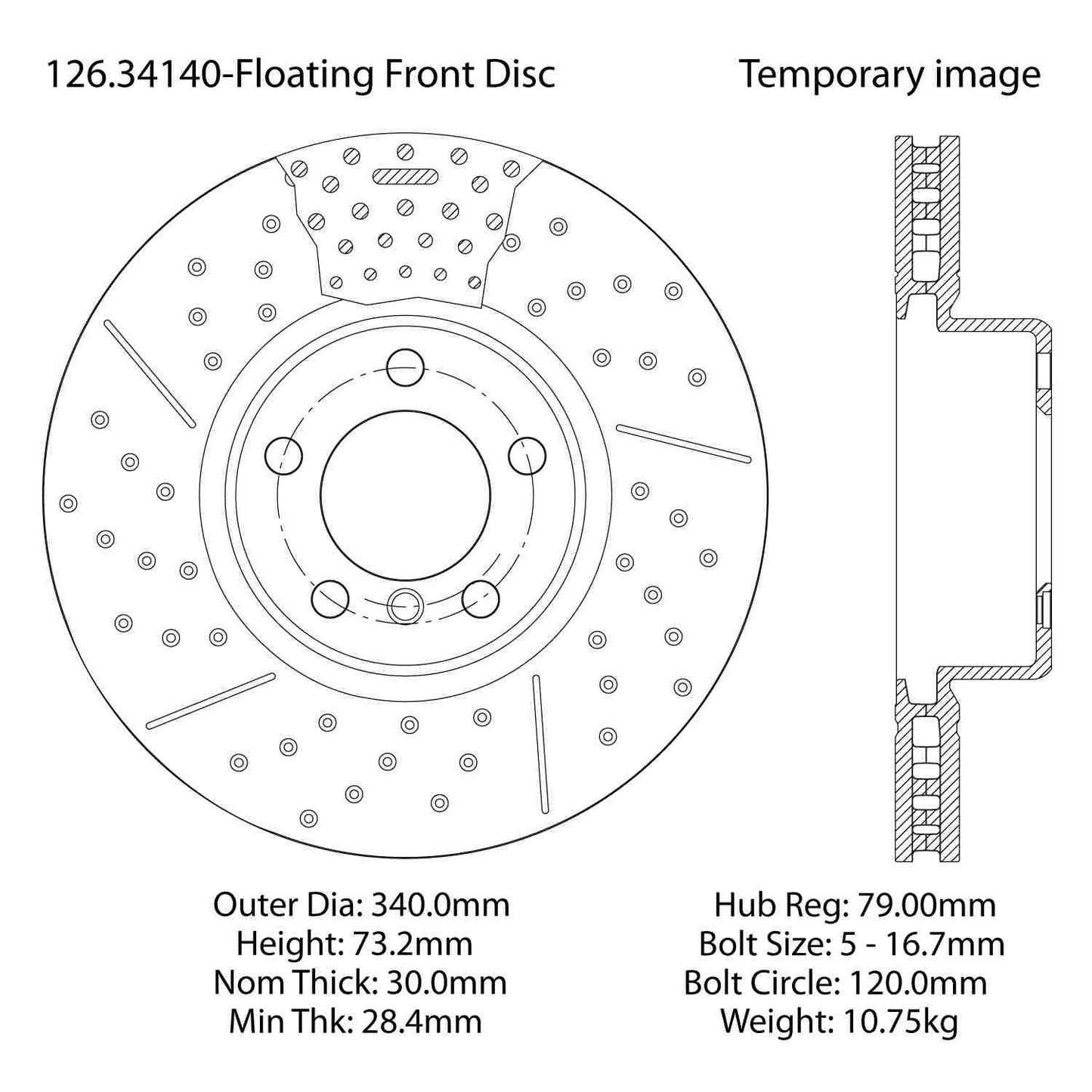 Stoptech Centric SportStop 14-16 BMW M235i Slotted Vented Front Brake Rotor 126.34140
