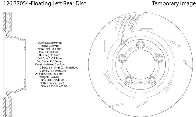 Centric Parts Disc Brake Rotor Premium OE Style Slotted e-Coated for 2007-2013 Porsche 911 2011-2016 Panamera 126.37054