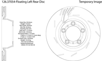 Centric Parts Disc Brake Rotor Premium OE Style Slotted e-Coated for 2007-2013 Porsche 911 2011-2016 Panamera 126.37054