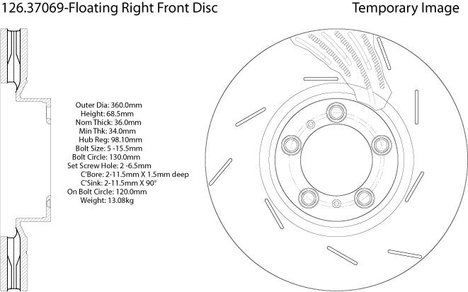 Stoptech Centric Slotted OE Design Brake Rotor 126.37069