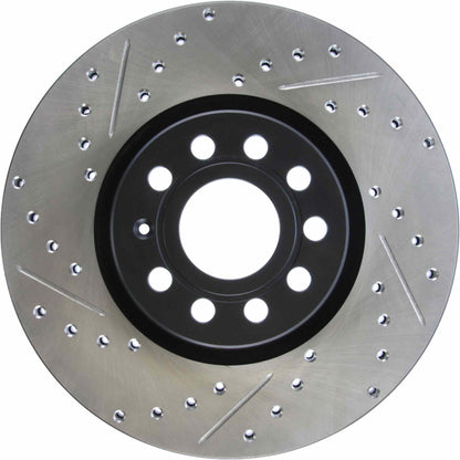StopTech 06-18 Audi A3 SportStop Cryo Slotted & Drilled Front Right Rotor 127.33098CR