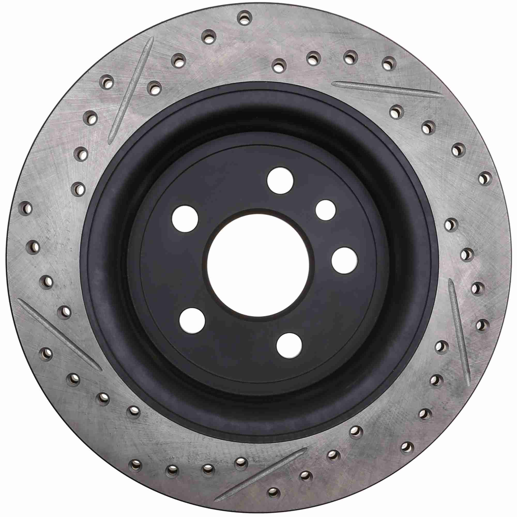 StopTech 07-18 Volvo S80 AWD SportStop Slotted & Drilled Left Rear Rotor 127.39055L