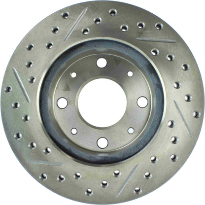 StopTech 90-91 Honda CRX HF 1.5L / 00-06 Honda Insight MIT/CVT Slotted & Drilled Left Front Rotor 127.40005L