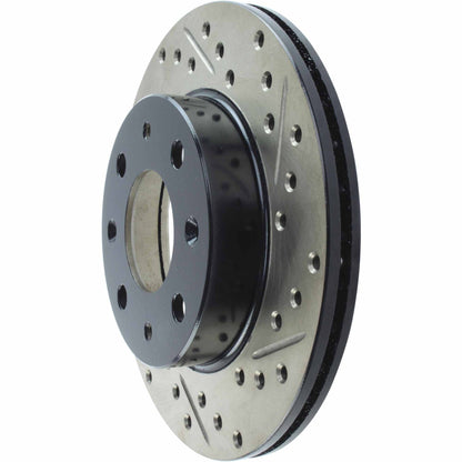 StopTech 90-91 Honda CRX HF 1.5L / 00-06 Honda Insight MIT/CVT Slotted & Drilled Left Front Rotor 127.40005L