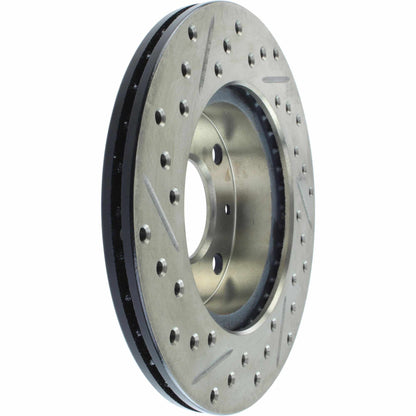 StopTech 90-91 Honda CRX HF 1.5L / 00-06 Honda Insight MIT/CVT Slotted & Drilled Left Front Rotor 127.40005L