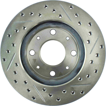 StopTech 90-91 Honda CRX HF 1.5L / 00-06 Honda Insight MIT/CVT Slotted & Drilled Right Front Rotor 127.40005R
