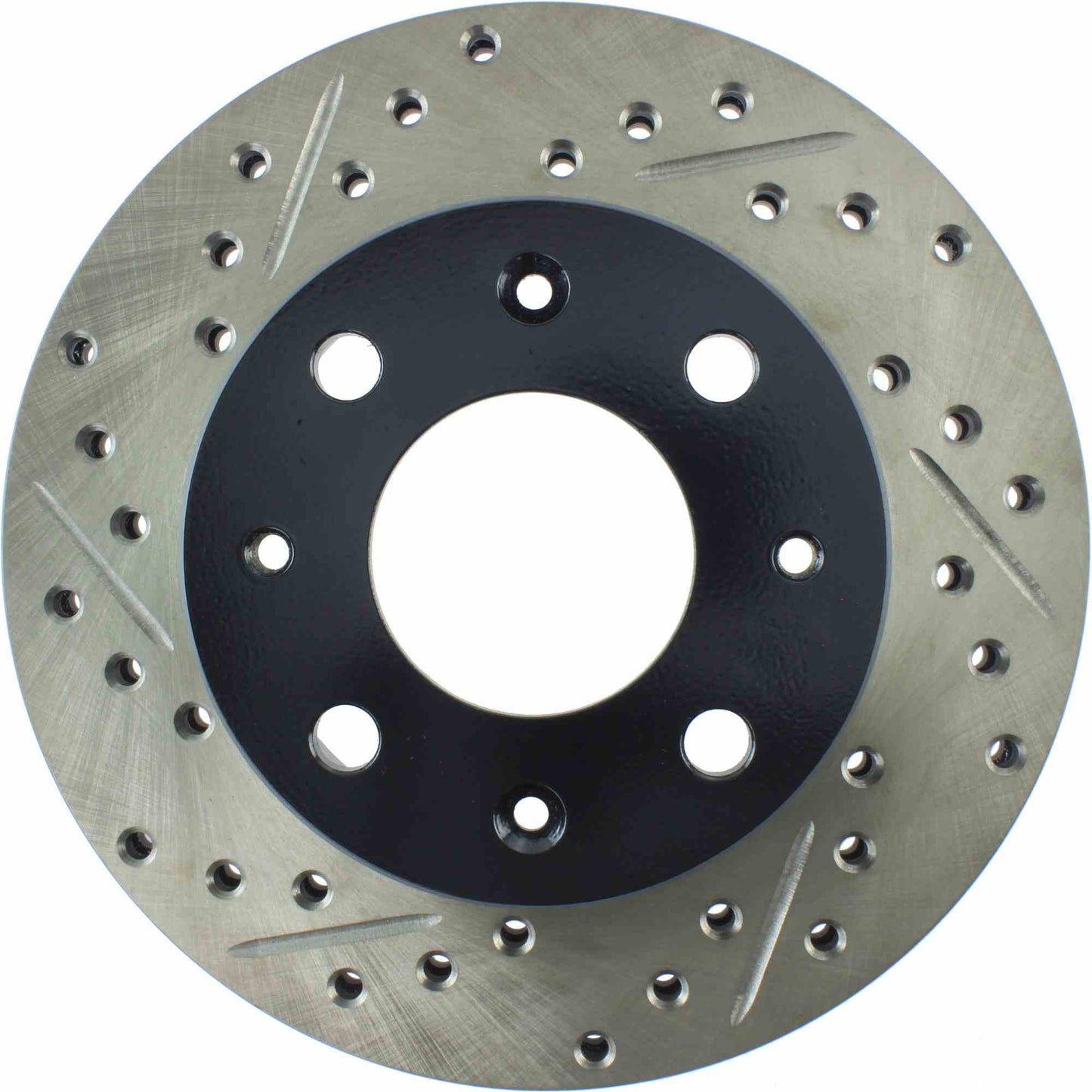 StopTech 90-91 Honda CRX HF 1.5L / 00-06 Honda Insight MIT/CVT Slotted & Drilled Right Front Rotor 127.40005R
