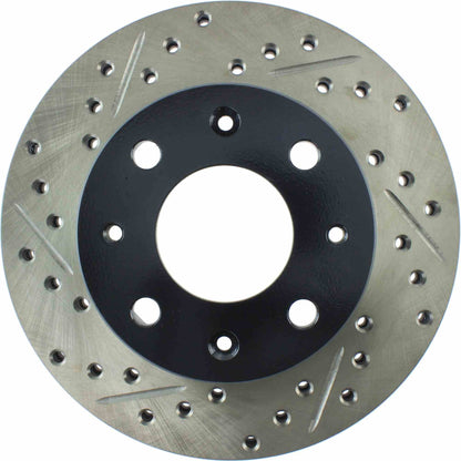 StopTech 90-91 Honda CRX HF 1.5L / 00-06 Honda Insight MIT/CVT Slotted & Drilled Right Front Rotor 127.40005R