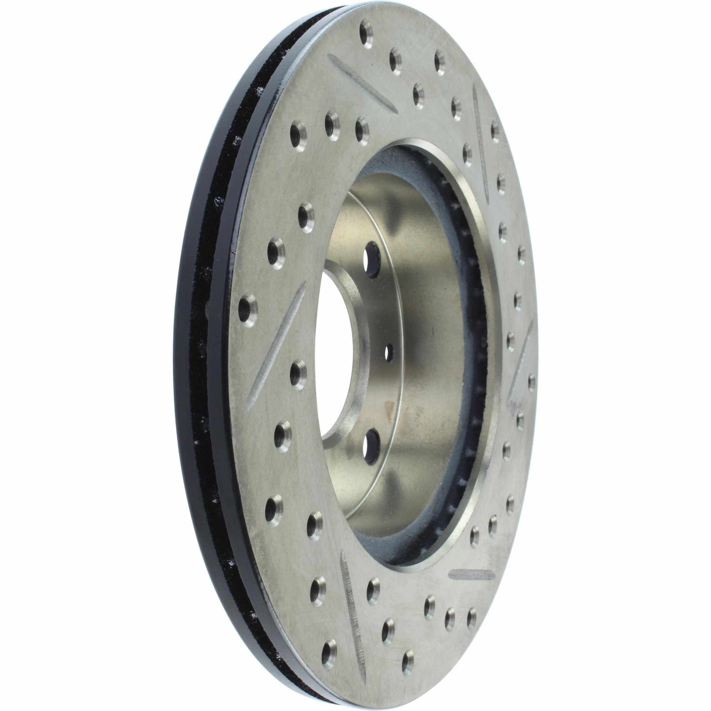 StopTech 90-91 Honda CRX HF 1.5L / 00-06 Honda Insight MIT/CVT Slotted & Drilled Right Front Rotor 127.40005R