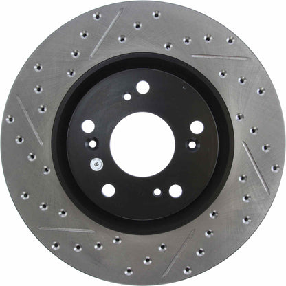 StopTech 02-15 Acura RSX / 02-15 Honda Civic Cryo Slotted & Drilled Right Front Rotor 127.40057CR
