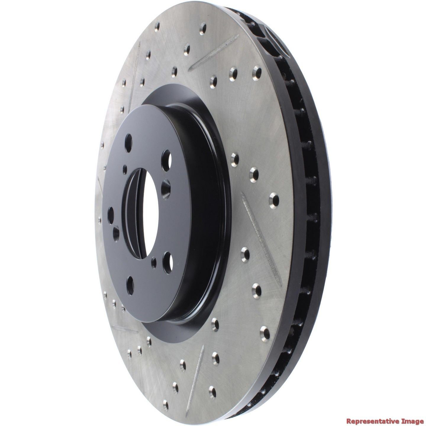 StopTech Sport Drilled/Slotted Brake Rotor; Front Right