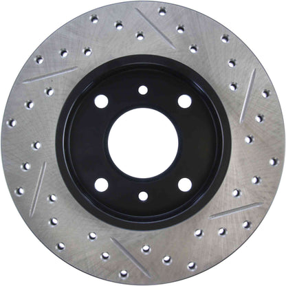 StopTech Sport Drilled/Slotted Brake Rotor; Front Right