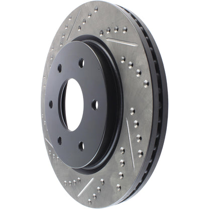StopTech Sport Drilled/Slotted Brake Rotor; Front Right