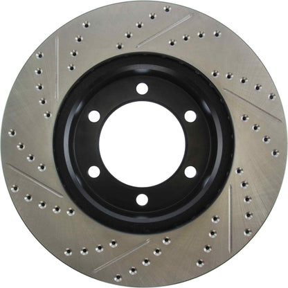 StopTech 00-06 Toyota Tundra / 01-07 Toyota Sequoia Front Left Slotted & Drilled Cryo Rotor 127.44118CL