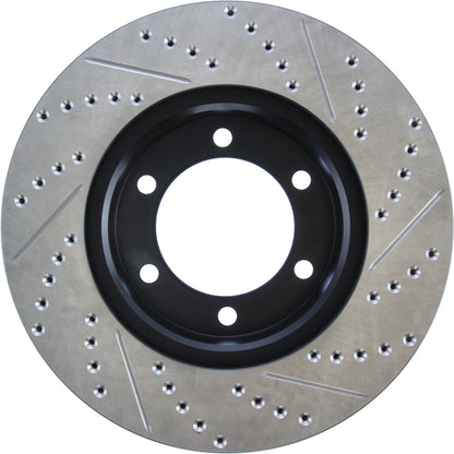 StopTech 00-06 Toyota Tundra / 01-07 Toyota Sequoia Front Right Slotted & Drilled Cryo Rotor 127.44118CR