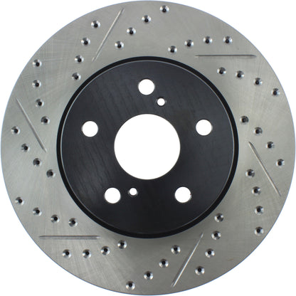 StopTech 02 Lexus ES 250/300/330/350 / 05-07 Toyota Avalon Slotted & Drilled Cryo Right Front Rotor 127.44125CR