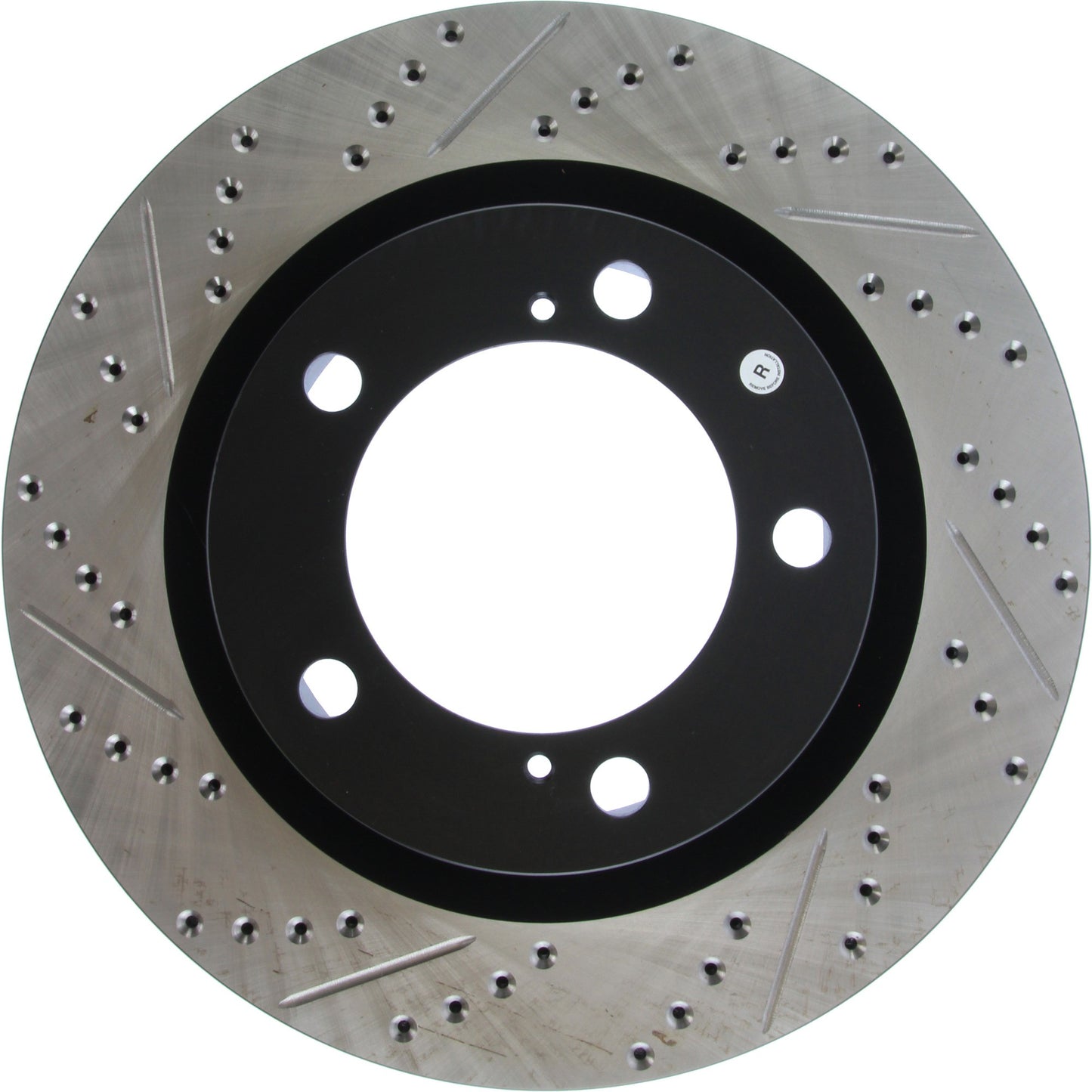 StopTech 17-18 Lexus LX SportStop Cryo Slotted & Drilled Front Right Rotor 127.44156CR