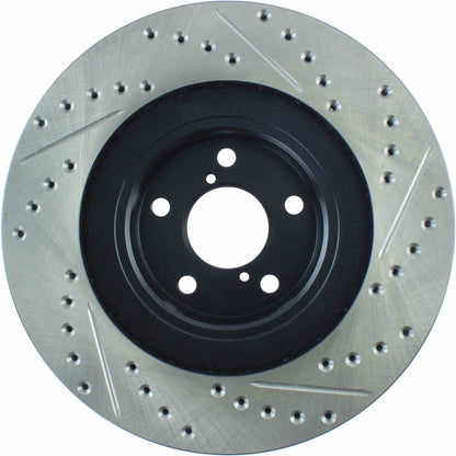 StopTech 02-08 Subaru WRX SportStop Cryo Slotted & Drilled Right Front Rotor 127.47018CR