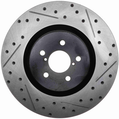 StopTech 17-18 Subaru BRZ SportStop Cryo Slotted & Drilled Front Left Rotor 127.47019CL