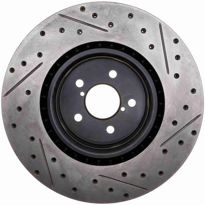 StopTech 17-18 Subaru BRZ SportStop Cryo Slotted & Drilled Front Right Rotor 127.47019CR
