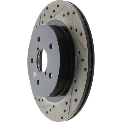 StopTech 16-17 Subaru WRX (w/Eyesight Technology) Sport Slotted & Drilled Rear Right Rotor 127.47037R