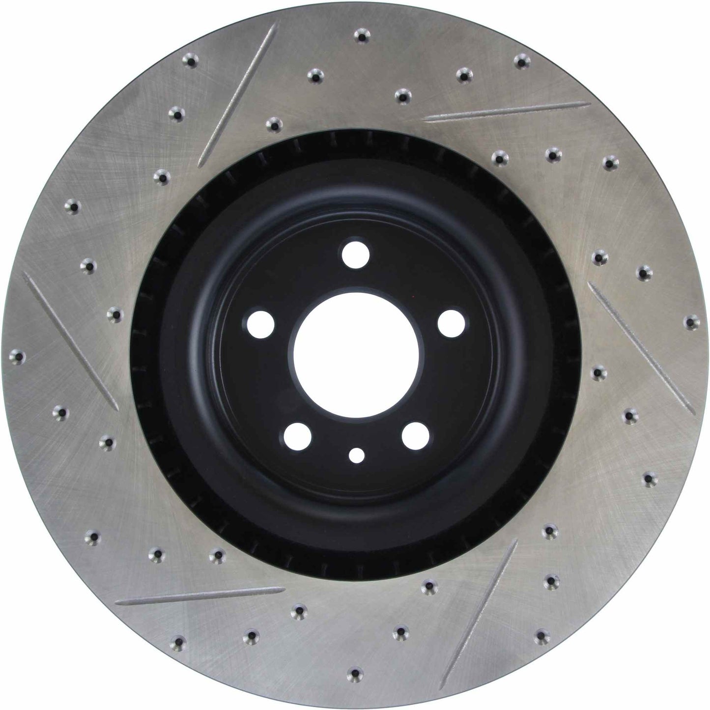 StopTech 13-14 Ford Mustang Shelby GT500 Front Left Slotted & Drilled Sport Brake Rotor 127.61106L