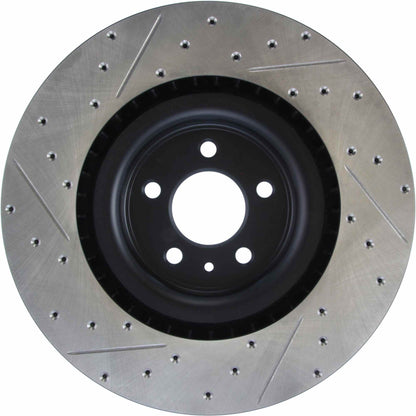 StopTech 13-14 Ford Mustang Shelby GT500 Front Left Slotted & Drilled Sport Brake Rotor 127.61106L