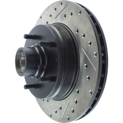 StopTech Sport Drilled/Slotted Brake Rotor; Front Right