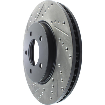 StopTech Sport Drilled/Slotted Brake Rotor; Front Right