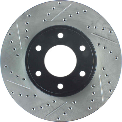 StopTech Sport Drilled/Slotted Brake Rotor; Front Right