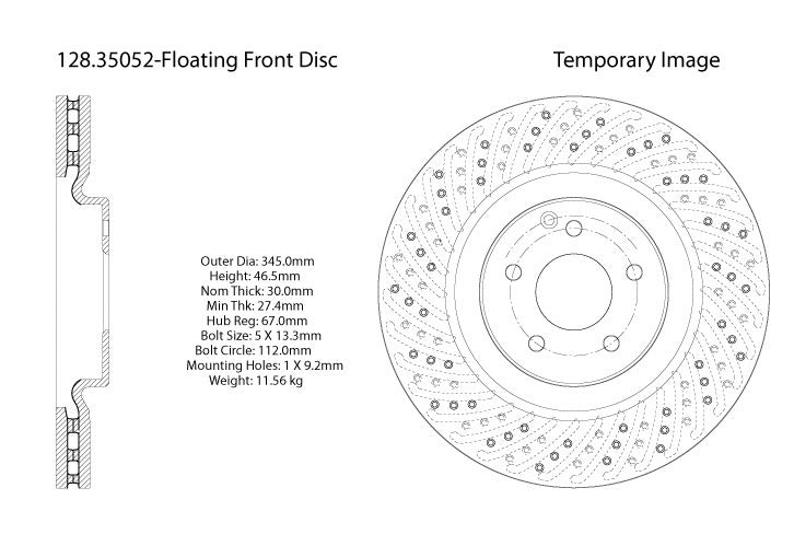 Centric Parts Disc Brake Rotor Premium OE Style Drilled with Electrocoating finish for 2018 Ford Transit, 2006 Jaguar XKR, 2003-2009 Mercedes-Benz CLK, 2014-2016 E63 AMG S