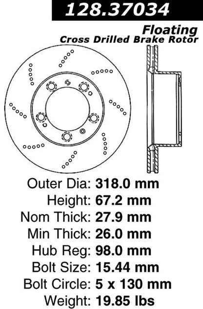 Centric Parts Disc Brake Rotor with Electrocoating finish 128.37034