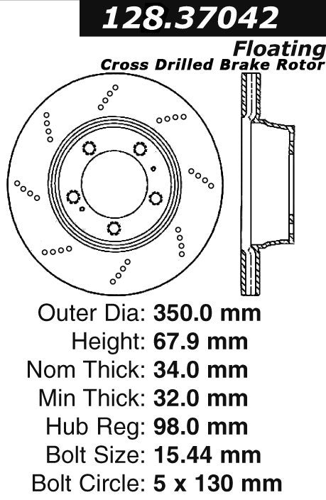Centric Parts Disc Brake Rotor with Electrocoating finish 128.37042