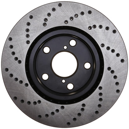 StopTech Sport Cross Drilled Brake Rotor; Front Left