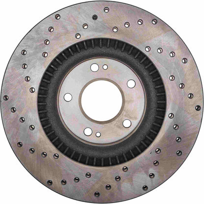 StopTech Sport Cross Drilled Brake Rotor; Front Left