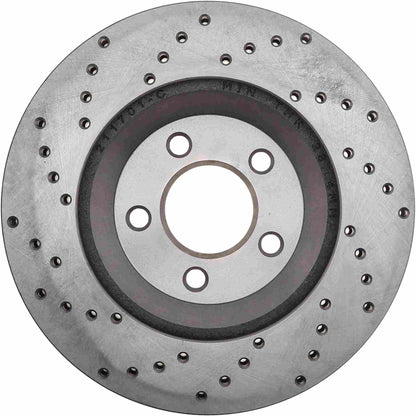 StopTech Sport Cross Drilled Brake Rotor; Front Left