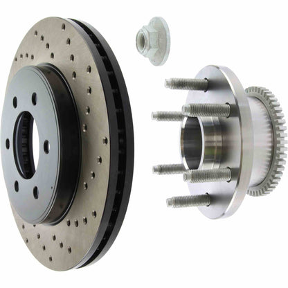 StopTech Sport Cross Drilled Brake Rotor; Front Left