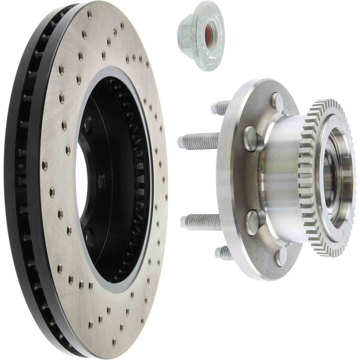 StopTech Sport Cross Drilled Brake Rotor; Front Left