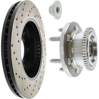 StopTech Sport Cross Drilled Brake Rotor; Front Left