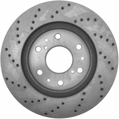 StopTech Sport Cross Drilled Brake Rotor; Front Left